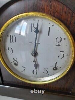 Antique Working Seth Thomas Burlwood Mantle Clock withPendulum & Key 89 AL USA