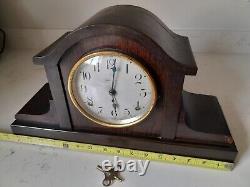 Antique Working Seth Thomas Burlwood Mantle Clock withPendulum & Key 89 AL USA