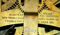 Antique XL Southern Calendar Co. / Seth Thomas Fashion No. 4 Double Dial Clock