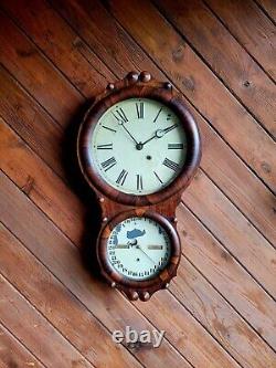 Antique c. 1870 Seth Thomas No. 4 Mahogany Rosewood Office Calendar Wall Clock