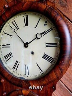 Antique c. 1870 Seth Thomas No. 4 Mahogany Rosewood Office Calendar Wall Clock