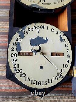 Antique c. 1870 Seth Thomas No. 4 Mahogany Rosewood Office Calendar Wall Clock