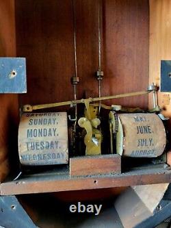 Antique c. 1870 Seth Thomas No. 4 Mahogany Rosewood Office Calendar Wall Clock