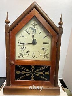 Antique steeple mantle clock by Seth Thomas Withhand painted face? Works Great
