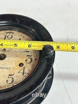 Antique vintage brass ships martime bell clock seth thomas working 7 inch wall