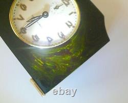 Art Deco 1930's Marbled Dark Green Catalin Bakelite Seth Thomas Working Clock