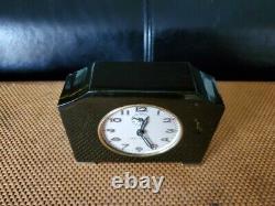 Art Deco Black with Butterscotch Marbling Bakelite Catalin Seth Thomas Clock