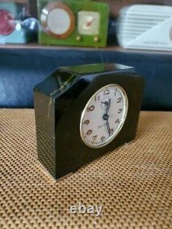 Art Deco Black with Butterscotch Marbling Bakelite Catalin Seth Thomas Clock