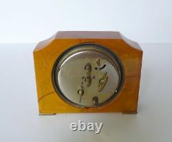 Art Deco Seth Thomas Marbled Butterscotch Catalin Bakelite Desk Alarm Clock
