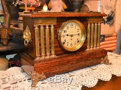 Atq Seth Thomas Adamantine 8 Day Mantel Clock withChime Pat 1880 Rare 8 Columns