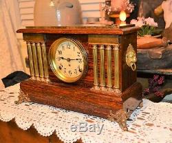 Atq Seth Thomas Adamantine 8 Day Mantel Clock withChime Pat 1880 Rare 8 Columns