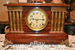 Atq Seth Thomas Adamantine 8 Day Mantel Clock withChime Pat 1880 Rare 8 Columns