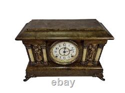 Beautiful Antique Seth Thomas Adamantine Mantle Clock 6 Column Working with Keys