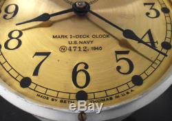 Beautiful, Rare, Vintage Wwii 1940 Us Navy Seth Thomas USA Mark I Deck Clock