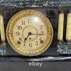 Beautiful Seth Thomas Adamantine 6 Pillar Mantle Clock