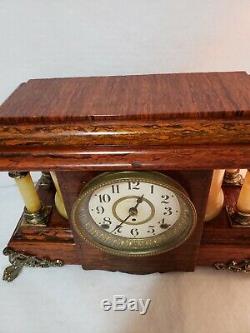 Beautiful Seth Thomas Antique Adamatine Mantel Clock Works & Chimes Well