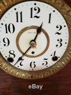 Beautiful Seth Thomas Antique Adamatine Mantel Clock Works & Chimes Well
