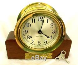 Brass Ships Bell Clock Seth Thomas Corsair Mahog Base Artful Dodger Cinci, Oh