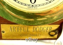 Brass Ships Bell Clock Seth Thomas Corsair Mahog Base Artful Dodger Cinci, Oh