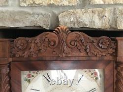 C. 1820 Seth Thomas Carved Pillar And Splat Wooden Works Shelf Clock For Repair