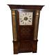 C. 1850 Seth Thomas Weight Driven Mantle Clock Gold Columns With Red Painted Glass