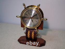 Classic Seth Thomas Ships Wheel Desk Mantle Clock Beautiful Brass Pulley Base