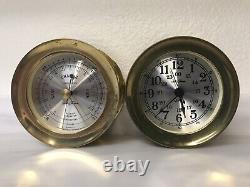 Cosair Seth Thomas Brass Clock and Barometer Model 1021-002/ 1504-001 NICE! LOOK