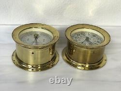 Cosair Seth Thomas Brass Clock and Barometer Model 1021-002/ 1504-001 NICE! LOOK