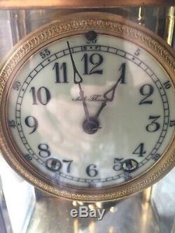 Crystal Gilt Brass Regulator Seth Thomas Shelf Clock French Empire Beveled Glass