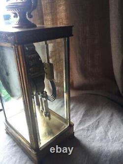 Crystal Gilt Brass Regulator Seth Thomas Shelf Clock French Empire Beveled Glass