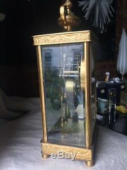 Crystal Gilt Brass Regulator Seth Thomas Shelf Clock French Empire Beveled Glass