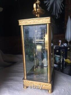 Crystal Gilt Brass Regulator Seth Thomas Shelf Clock French Empire Beveled Glass