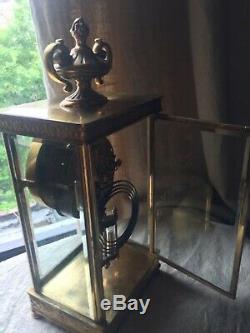 Crystal Gilt Brass Regulator Seth Thomas Shelf Clock French Empire Beveled Glass