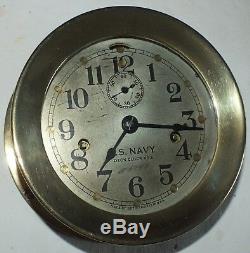 Double Spring U S Navy N0. 3 Deck Clock, Rare