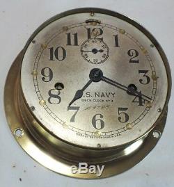 Double Spring U S Navy N0. 3 Deck Clock, Rare