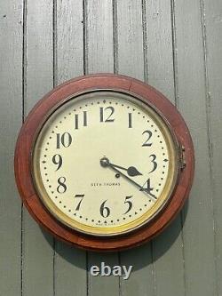 (E71) Seth Thomas Mahogany, Round Gallery, Chatham Wall Clock Circa 1921
