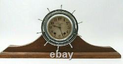 Early 20th c. Seth Thomas Seven Jeweled Eight Day Nickel Plated Ships Clock