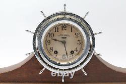 Early 20th c. Seth Thomas Seven Jeweled Eight Day Nickel Plated Ships Clock