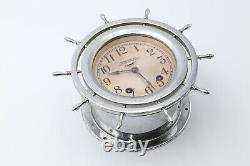 Early 20th c. Seth Thomas Seven Jeweled Eight Day Nickel Plated Ships Clock