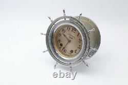 Early 20th c. Seth Thomas Seven Jeweled Eight Day Nickel Plated Ships Clock