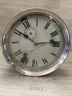 Early Antique Seth Thomas Maritime Ships Clock Nickel Finish Working