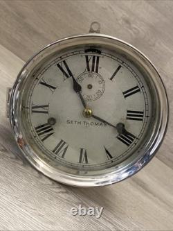 Early Antique Seth Thomas Maritime Ships Clock Nickel Finish Working
