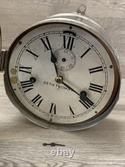 Early Antique Seth Thomas Maritime Ships Clock Nickel Finish Working
