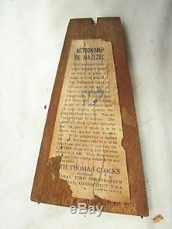 Early Maelzel Seth Thomas Metronome Wood Case Piano Clock Timer Pendulum
