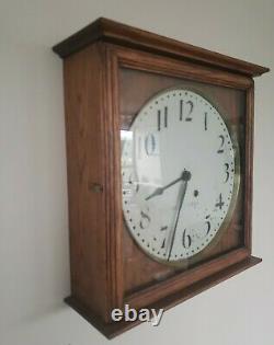 Early SETH THOMAS Antique Oak Working Regulator Wall Clock Office Gallery Lobby