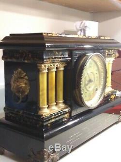 Elegant Seth Thomas Adamantine Mantle Clock Circa 1900's Works Well