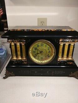 Elegant Seth Thomas Adamantine Mantle Clock Circa 1900's Works Well