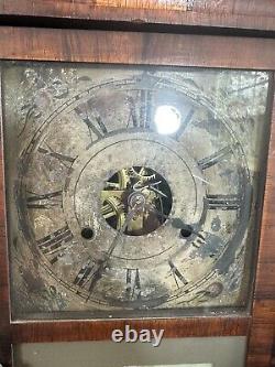 FOR PARTS / REPAIR Antique Seth Thomas Wood Mantle Wind Up Clock Glass Front 2ft