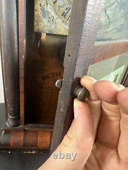 FOR PARTS / REPAIR Antique Seth Thomas Wood Mantle Wind Up Clock Glass Front 2ft