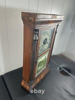 FOR PARTS / REPAIR Antique Seth Thomas Wood Mantle Wind Up Clock Glass Front 2ft